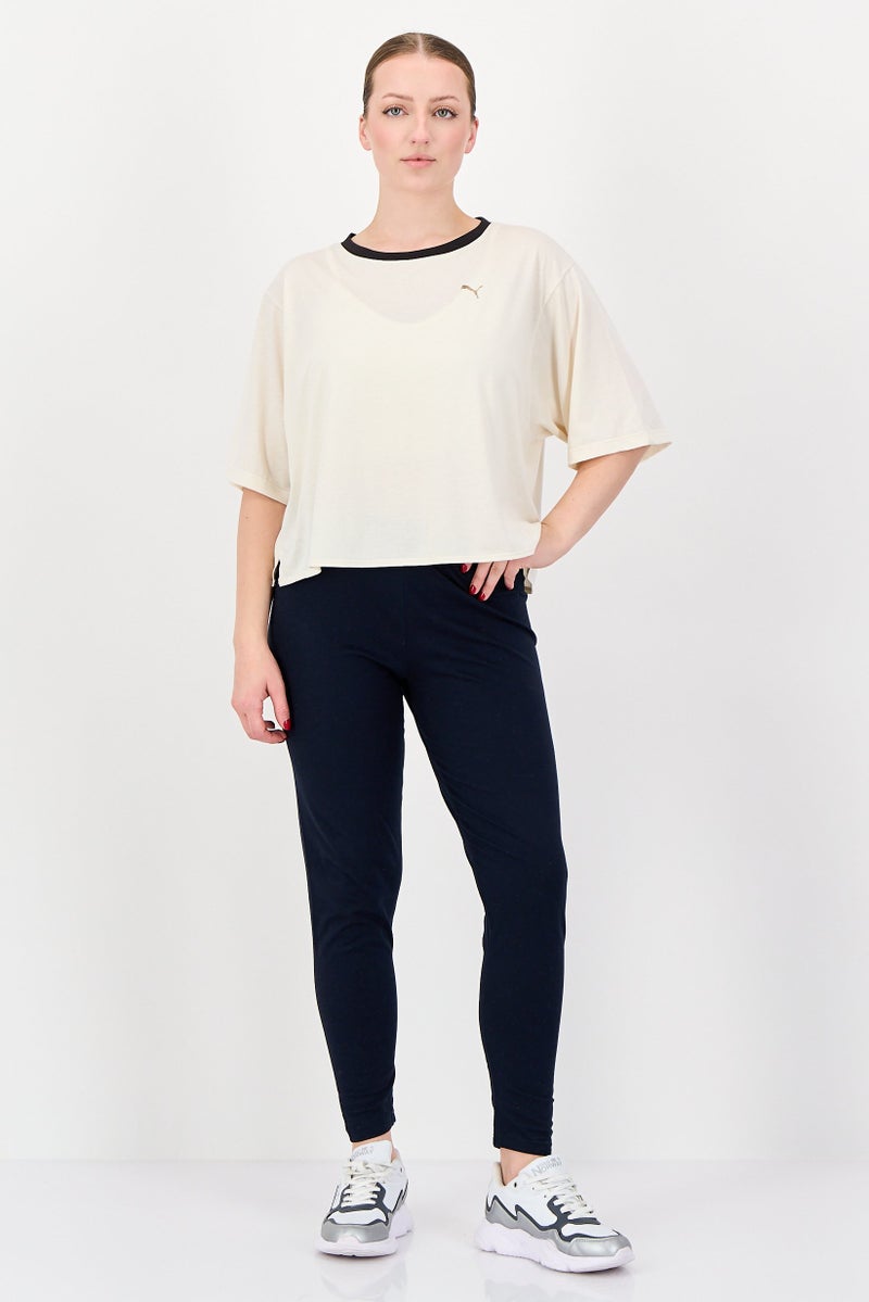 PUMA Women Sportswear Fit Short Sleeve Training Top, Beige - Image 4